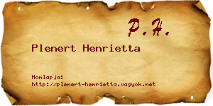 Plenert Henrietta névjegykártya